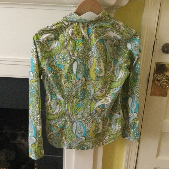 Gap Y2K Bright Paisley Floral Pattern Button Up Blouse Top Shirt - Size Medium - Picture 4 of 11